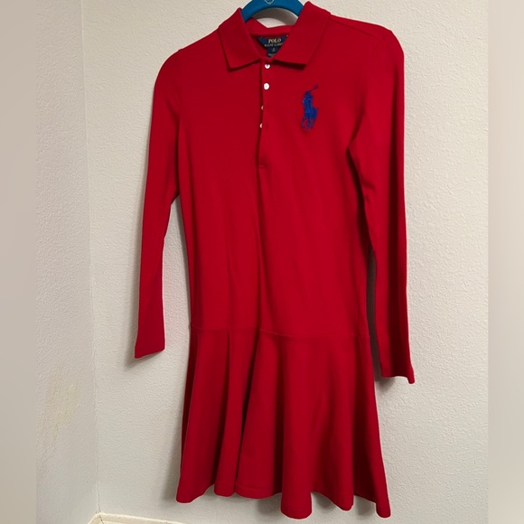 Polo by Ralph Lauren Long sleeves Polo Dress for Girls Big Kids XL (16) Red - Picture 1 of 11